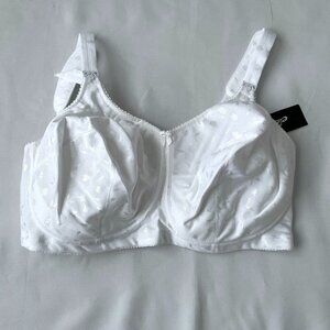 Elila NWT Women Sidney Jacquard Wire-Free White Bra, Style 1305-01, Size 44H
